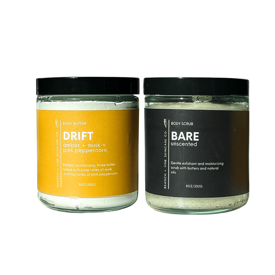 Drift Body Butter + Bare Body Scrub - Branch + Vine Skincare Co.-Bath & Body Set
