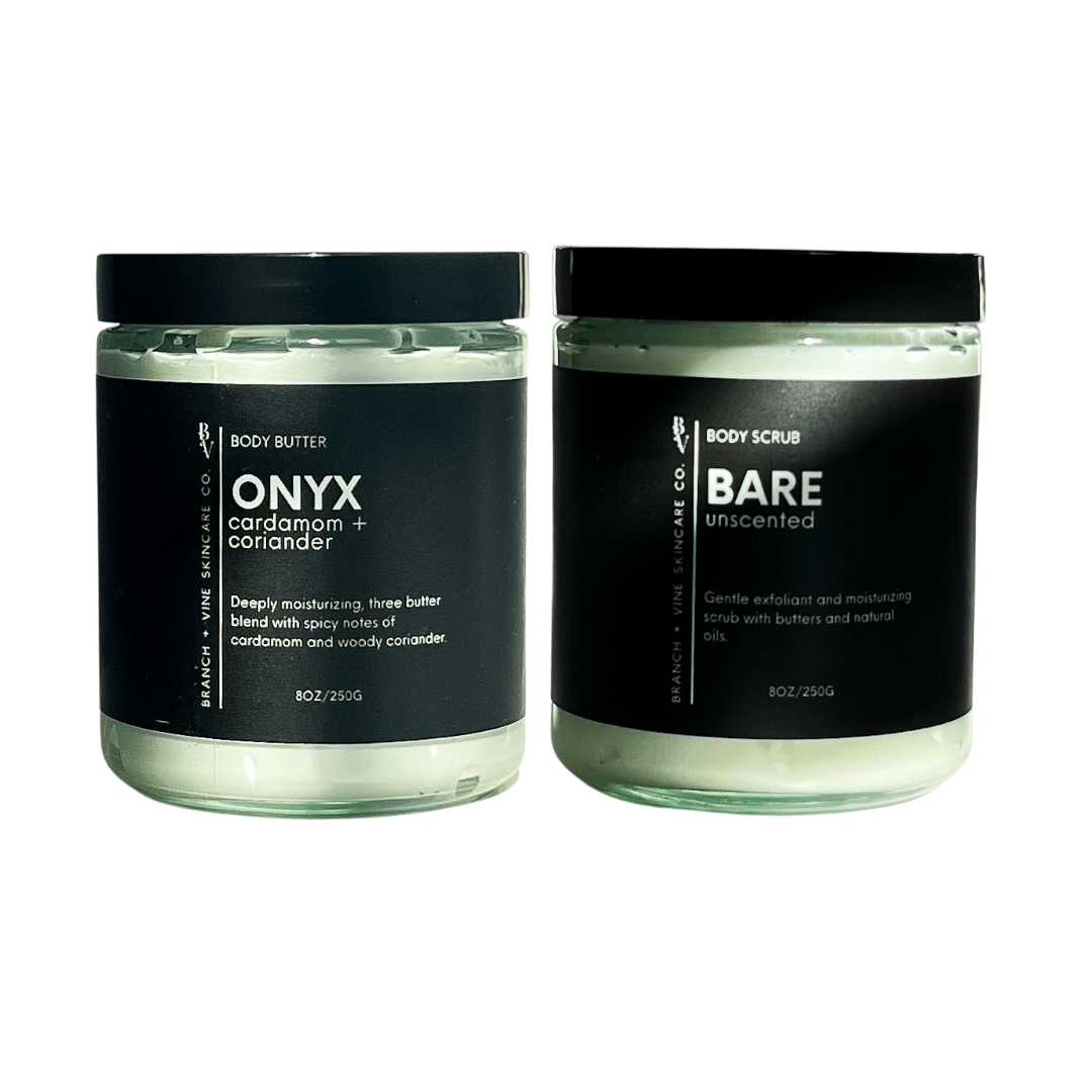 Onyx Body Butter + Body Scrub - Branch + Vine Skincare Co. - Bath & Body Set