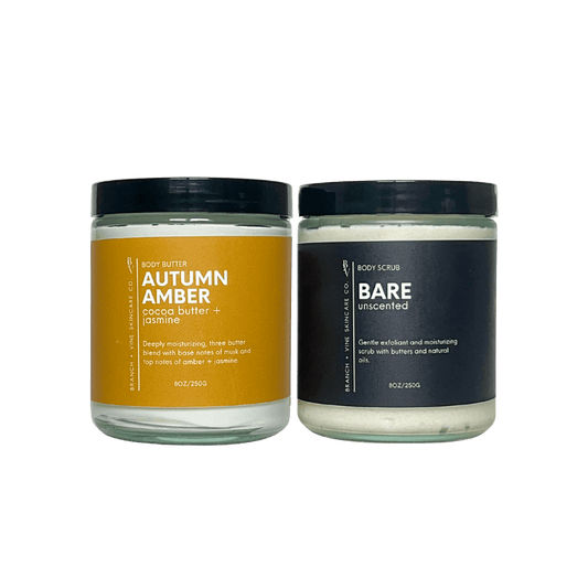 Autumn Amber Body Butter + Body Scrub - Branch + Vine Skincare Co.-Bath & Body Set